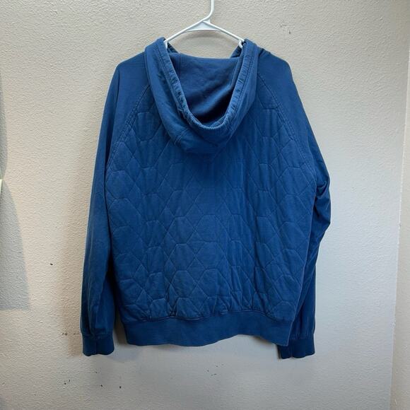 LL Bean Quilted Thermal Hooded Jacket Men M Blue Full Zip Heavy Hoodie Warm - Picture 2 of 4